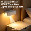 Safety Path Lighting Motion Sensor Night Light with Phone Stand, 3000K Warm Glow, 30 Degrees Downward Beam, No Drill Wall Mount