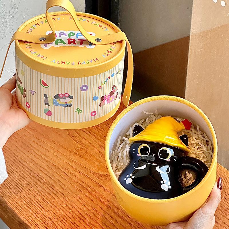 Halloweenský dárek roztomilý kočičí kelímek na vodu dívka vysoce hodnotný keramický hrnek s víčkem přítelkyně praktický suvenýr