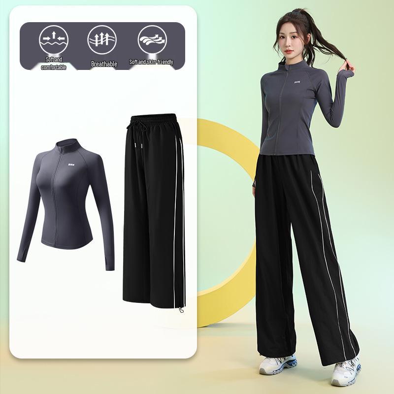 Damen Slim-Fit Atmungsaktiver Badmintonanzug - Herbst/Winter Schnelltrocknendes Sportbekleidungsset mit Reißverschluss und langen Ärmeln