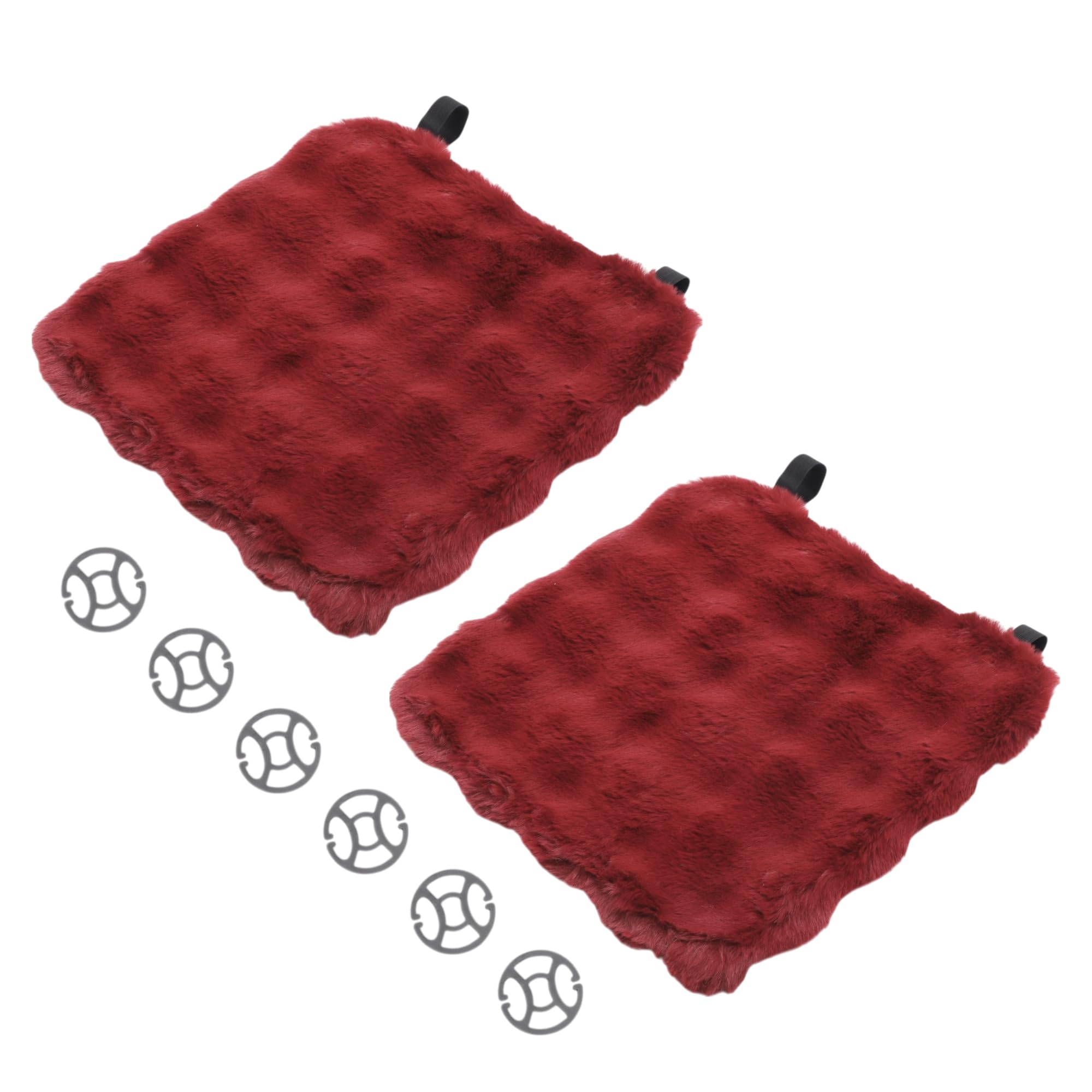 

X AUTOHAUX Пушистое Автокресло Милые и Стильные Чехлы на Сиденья для и Задних Подходят для Kei Длинный Мех Бордовый Комплект из 2 Подушек для Пассажира, Водитель, Пассажир,