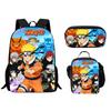 Bedrucktes Dreiteiliges Schüler-Schulranzen-Set, Cartoon-Rucksack, Brottasche, Federmäppchen