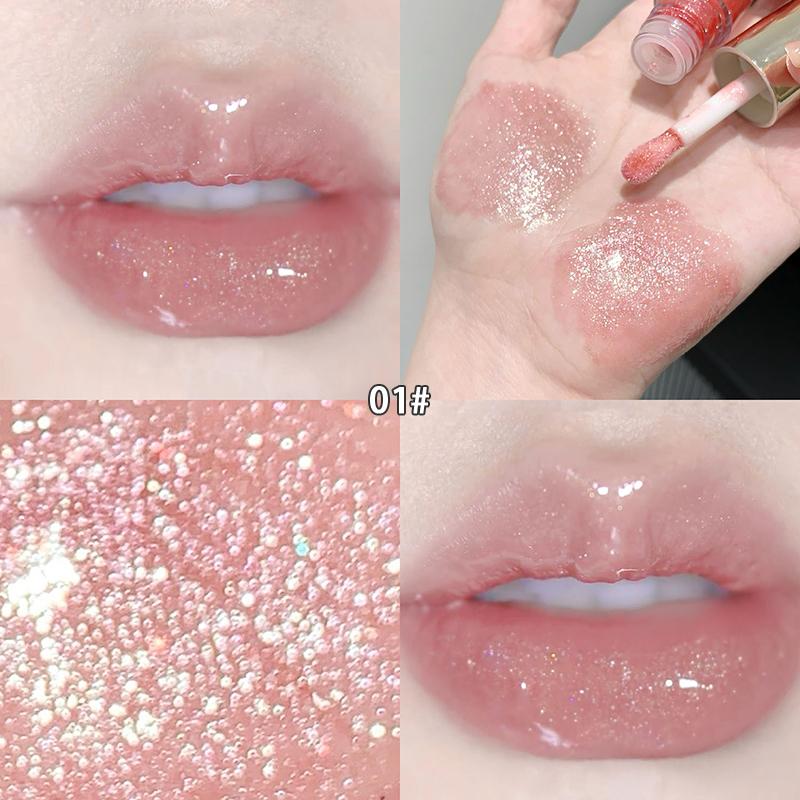 Moisturizing Plump and Sparkling Lip Gloss Mirror Water Lip Glaze Moisturizing Lip Oil Diamond Shimmer Glitter Liquid Lipsticks