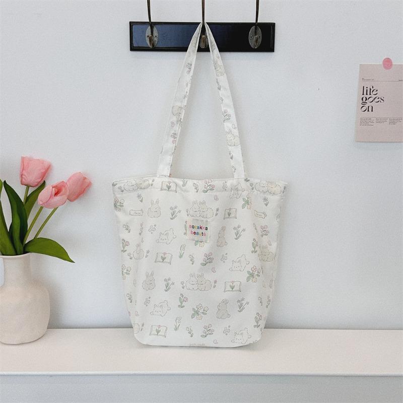 Wind Cartoon Embossed Canvas Bag Casual Shoulder Bag Cloth Bag Girl Out Shopping Handbag Bag