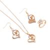 Leichter Luxus Herz Rose Schmuckset Diamantbesetzte Halskette Ohrringe Ring Dreiteiliges Set Für Europäische Amerikanische Frauen Täglich Party Hochzeit Dating