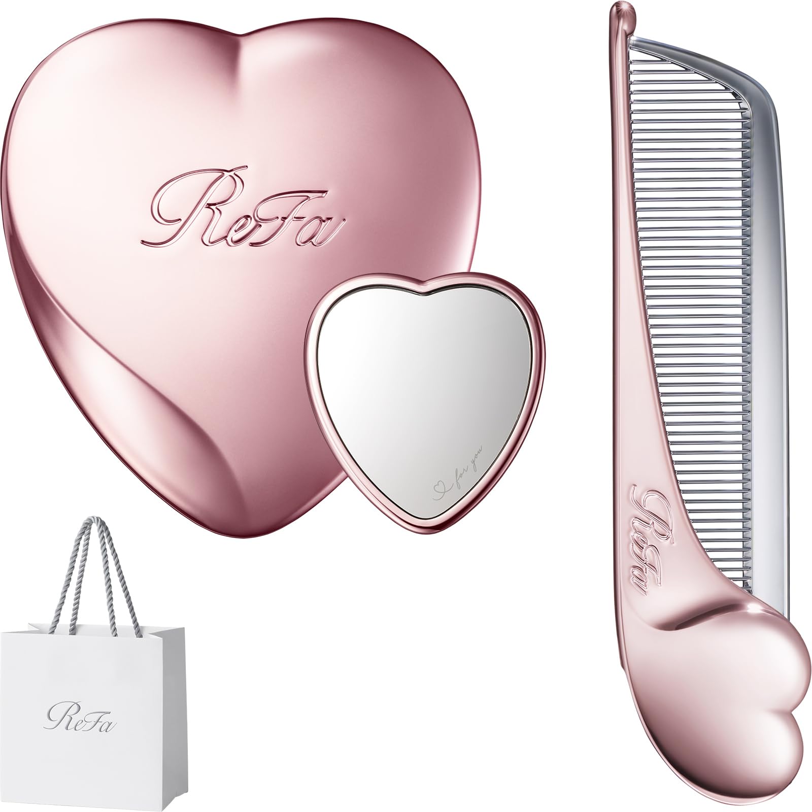 

ReFa HEART MIRROR Comb (Rose Gold, Set)