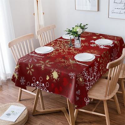 Textura de copo de nieve navideño Suministros de cocina Sala de estar Mesa de café Decoración del hogar Mesa de comedor Mantel impermeable