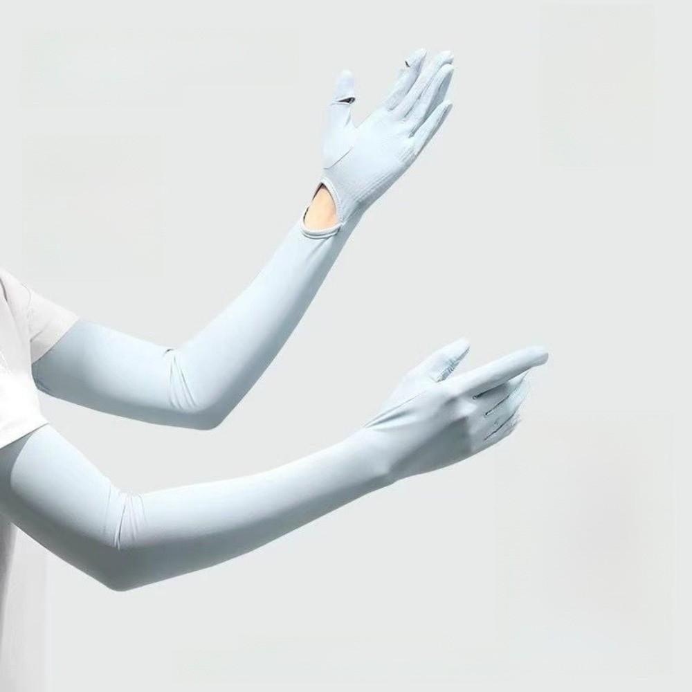 Non-slip Ice Silk Arm Sleeve Sun Protection Sunscreen Sleeve Gloves Thin Long Sleeve  Riding