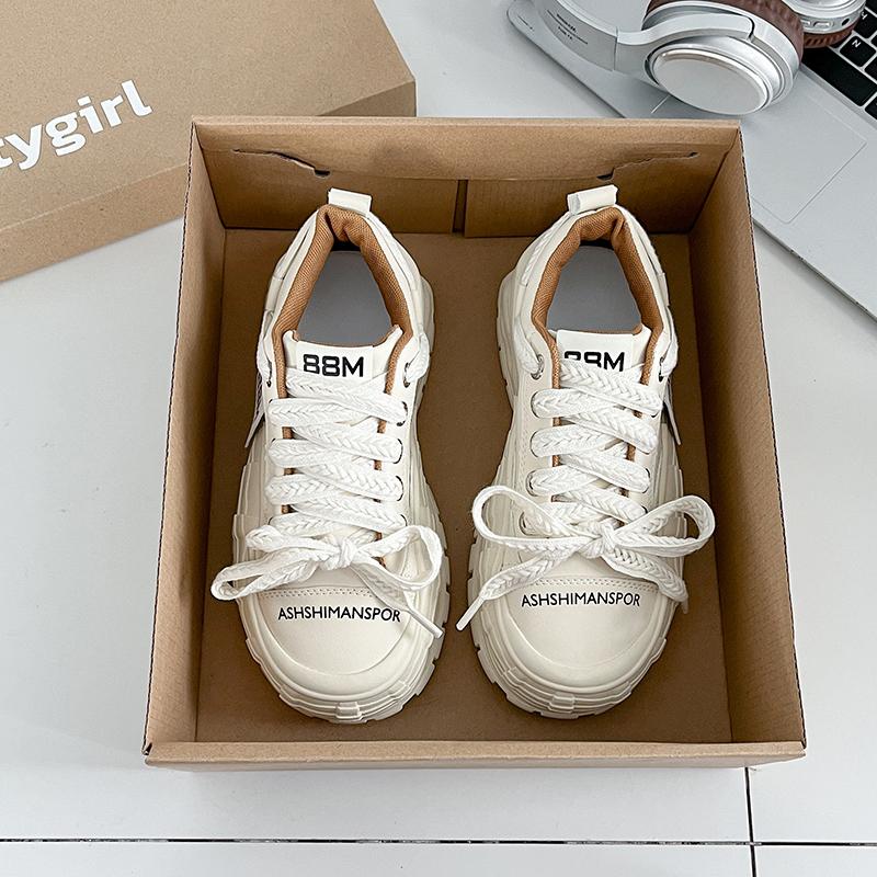 New Model Shoes for Women Thick Sole Adds Height Vulcanized Casual Shoes Anti-slip and Wear-resistant Casual Sports Shoes