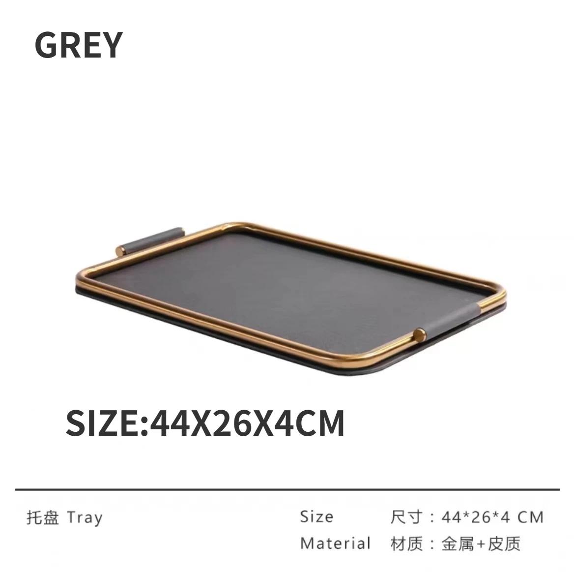 

Rectangular Leather Tray Metal Decorative Storage Tray Modern Simple Model Room Decoration Ring Jewelry Storage Home Furnishings