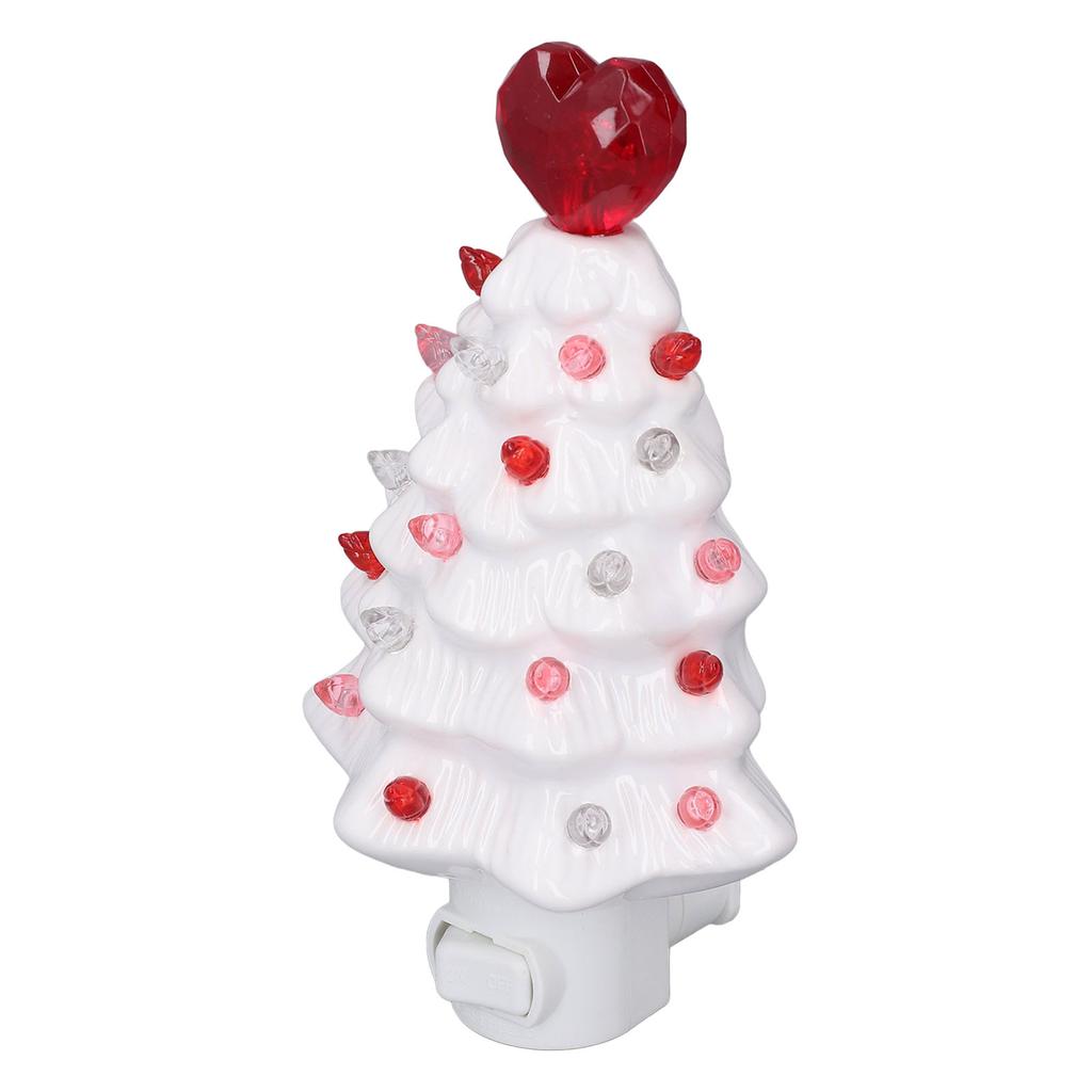 Xmas Tree Night Light Ceramic LED Plug Into Wall Decorative Lamp for Home Kids Room Bedroom Hallway