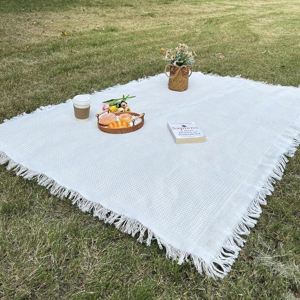

1pc Ins style Picnic Blanket, Beach Blanket, Soft & Foldable Outdoor Mat - Essential for Spring and Summer Camping, Parties 90x90cm бежевый
