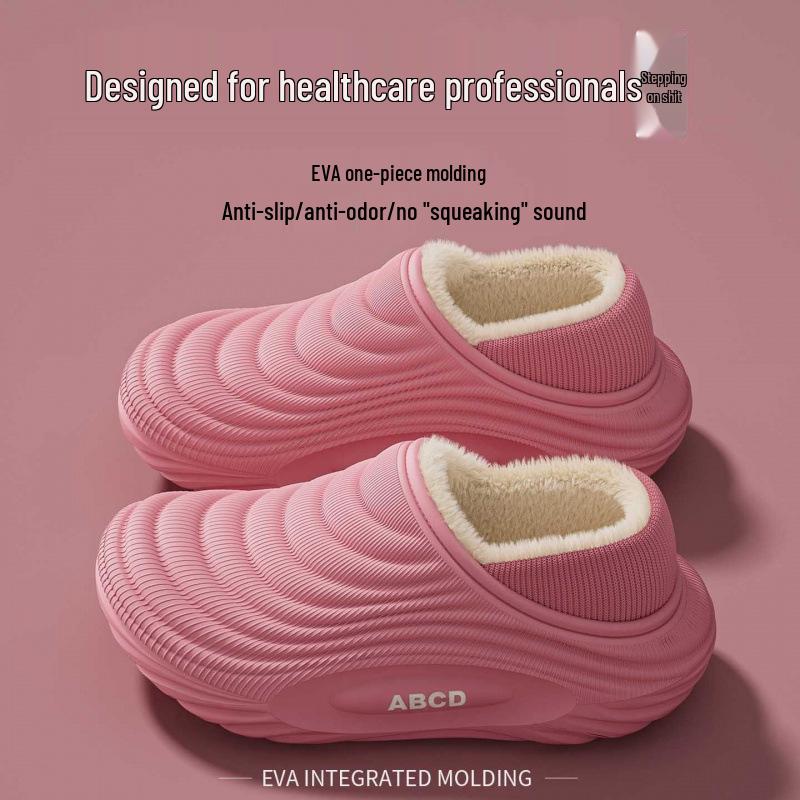 

Мужские хлопковые тапочки с мультяшным рисунком: Зимние комнатные нескользящие, водонепроницаемые, теплые, с закрытой пяткой на толстой подошве для пар 40-41 розовый