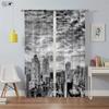 High Quality City Building 3d Printed Window Drapes Night View Hand Painted Industrial Design Room Darkening Heat Insulation Curtains