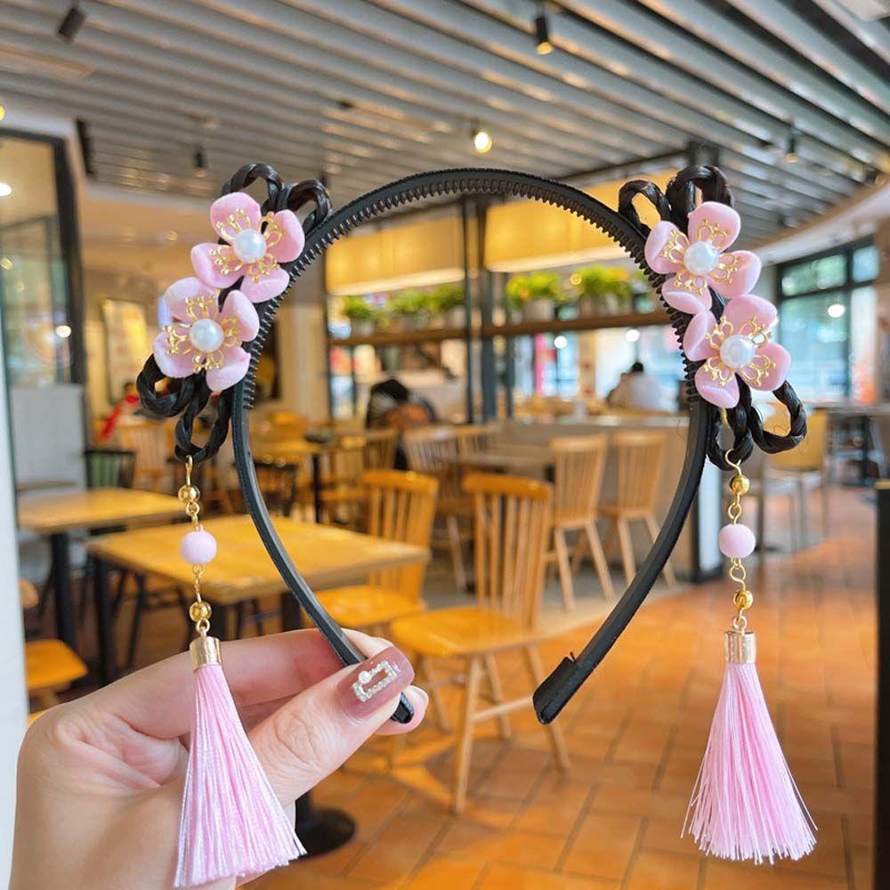 Pearl Bow Tassel Hanfu Hair Hoop Children's Headband Chinese Style Hair Band New Year Headress
