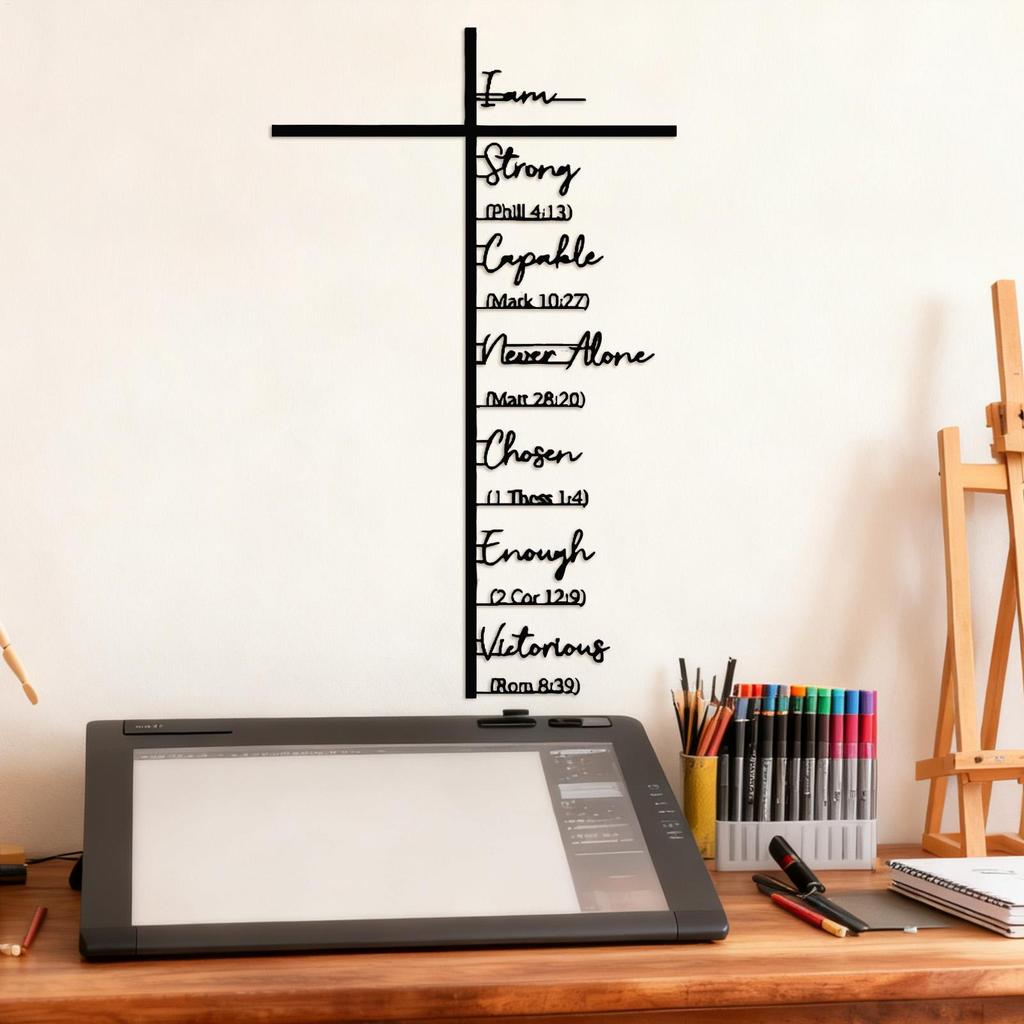 Cross Wall Decor Christian Metal Hangable Scripture-Inspired Design Jesus Cross For Living Room Bedroom Entryway Church Wedding