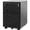 Modern White/Black File Cabinet Storage Container with 3 Drawers Office Decor