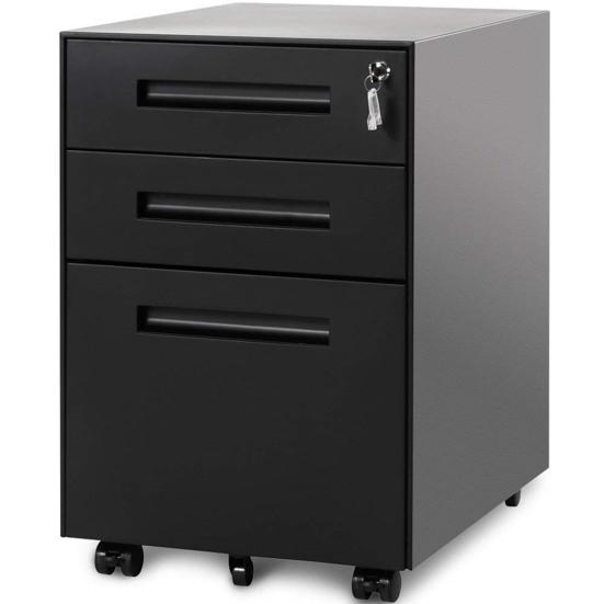 Modern White/Black File Cabinet Storage Container with 3 Drawers Office Decor