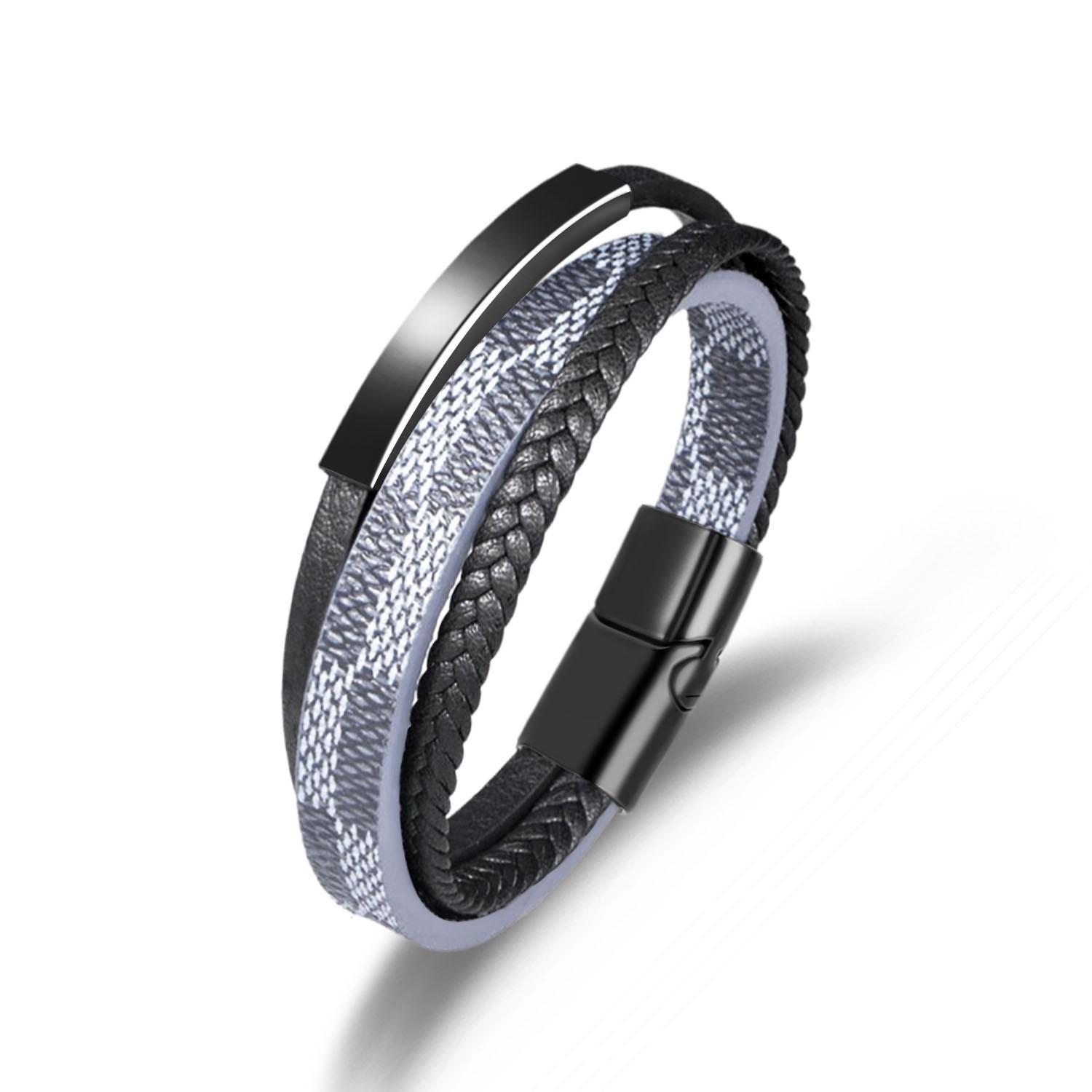

Мужской кожаный браслет из нержавеющей стали с многослойной плетеной веревкой для мужских ювелирных изделий