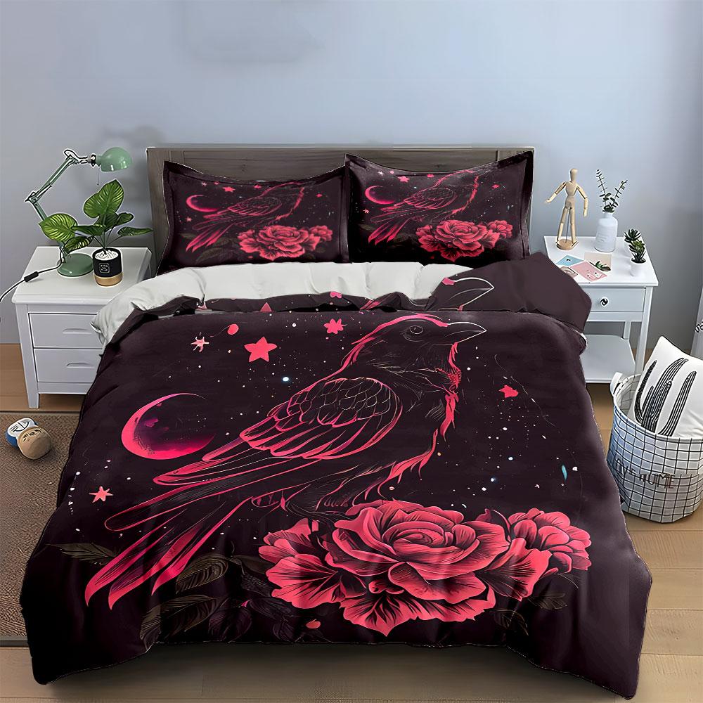 Raven Rose Night Decor Set Soft Comfortable Duvet Cover Bedding Set Included 1*Duvet Cover & 2*Pillowcases, Gift
