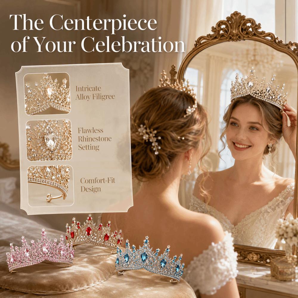 Shining Crystal Crystal Crown Headband Polished Finish Bridal Crown Tiara  Birthday Gift