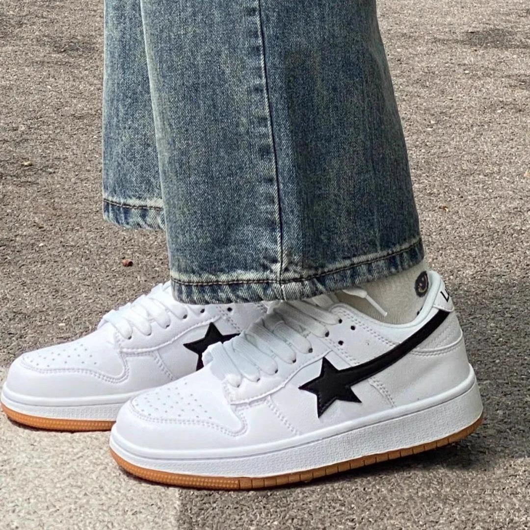 

Звездные кеды женские ins колледж платформа цветовая гамма повседневная обувь 2025 лето новая женская обувь 40 чёрный