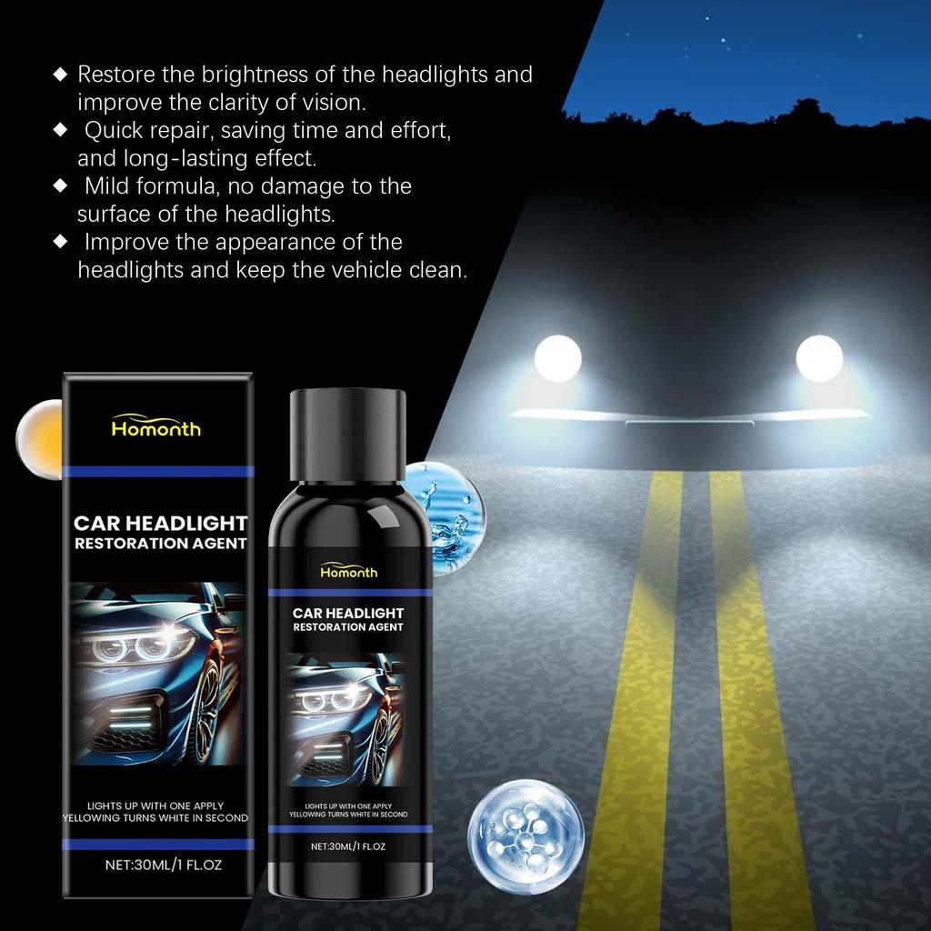 Homonth Car Headlight Repair Scratch Remover Cleaning Spray Coated Renovate 30ml