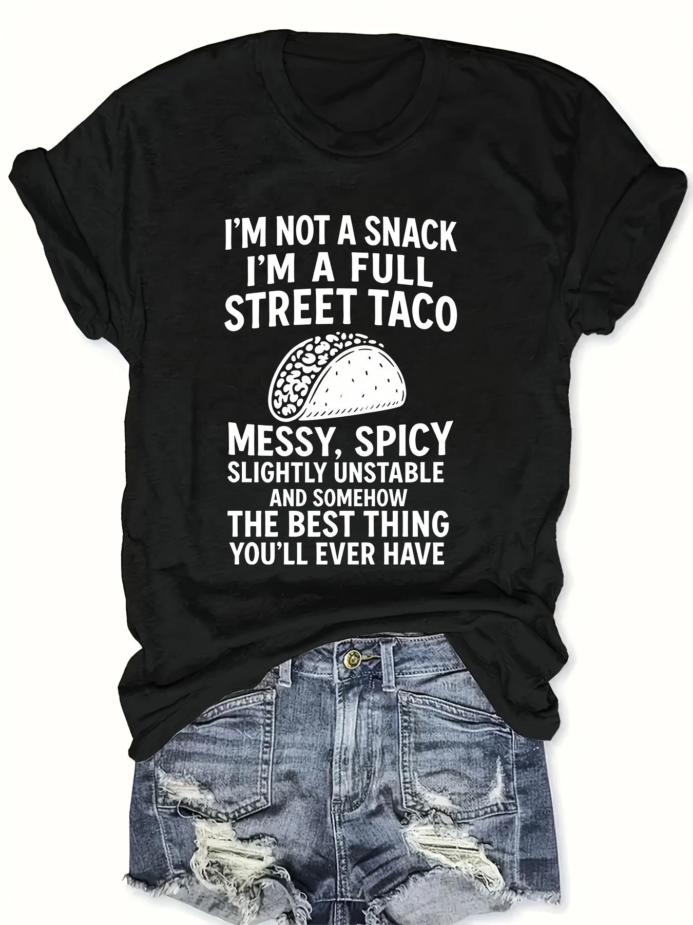 

Street Style Print I m Not a Snack, I m a Complete Street Taco Pattern, Casual Crew Neck Jumper, Comfortable and Soft Women s Clothing 5XL різнокольоровий