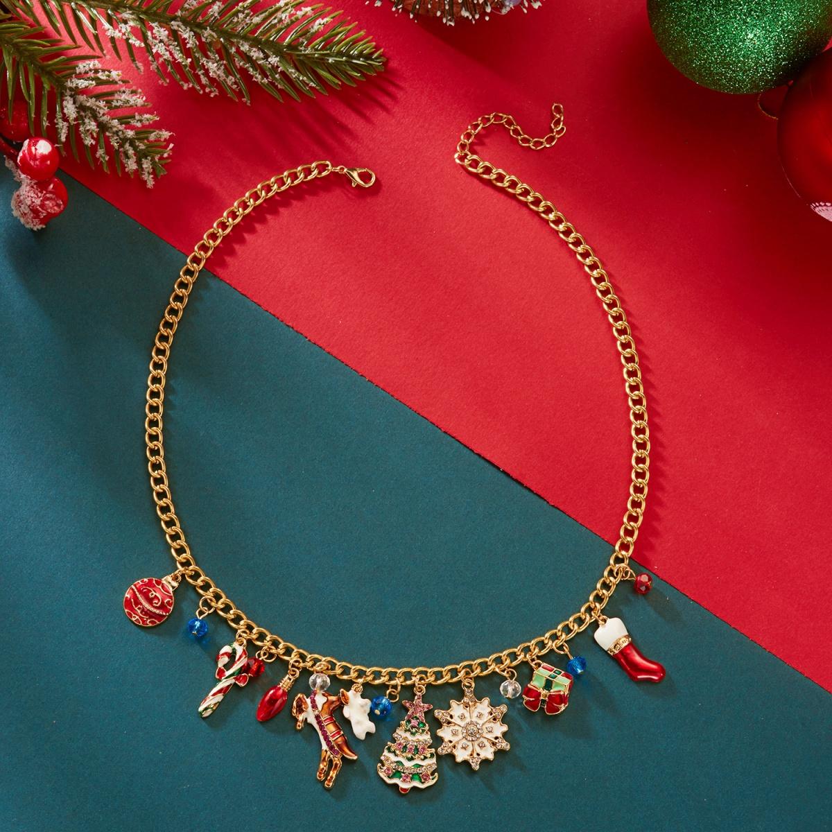 

Christmas Tree Reindeer Snowflake Candy Bulb Sock Gift Box Pendant Bracelet Holiday Jewelry Festival Bangle Gifts For Women Men