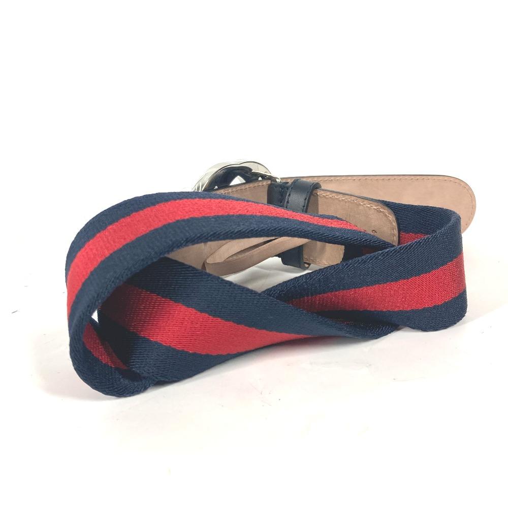 GUCCI 411924 GG interlocking G Belt Accessories belt Leather/Canvas Navy/Red