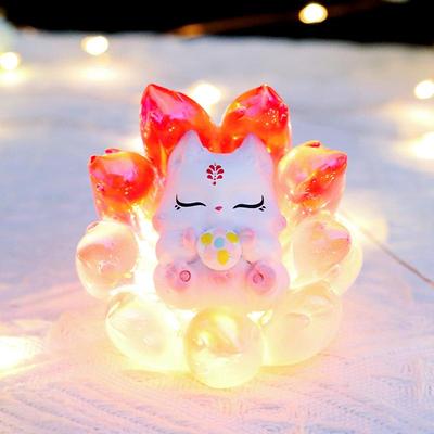 Kunlun Neunschwänziger Fuchs: 2. Generation Leuchtende Harzfigur - Kleiner Fuchs Desktop-Ornament