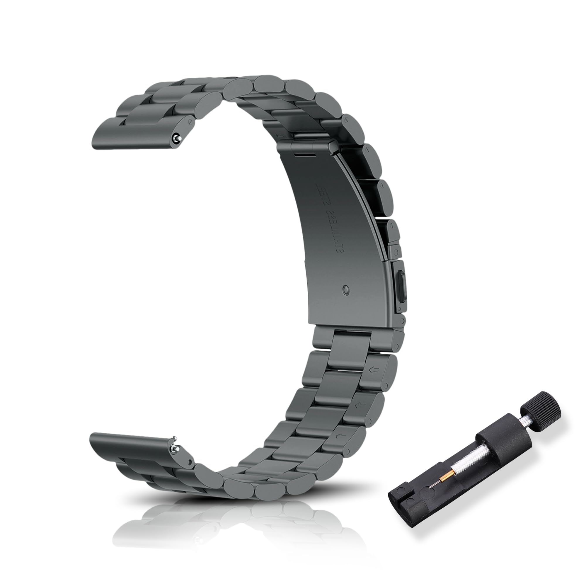 

[RoYiio] 22mm Replacement Watch Band, Stainless Steel, Beautifully Polished Stainless Steel Band, Unisex - Space Gray