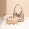 Gun Gun Champagne Gold Hand-woven Tote Bag Women's Large Capacity Premium Handheld Shoulder Bucket Bag