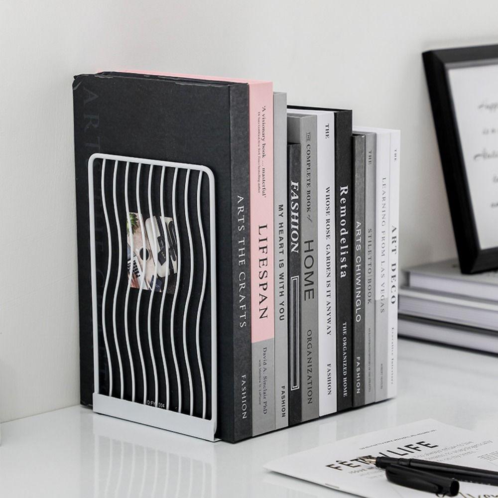 Sturdy Simple Book Stand Anti-slip Desktop Bookshelf Nordic Style Magazine Storage Rack  Letters