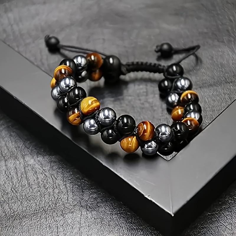 

Hand woven double row yellow tiger eye bracelet with adjustable design, perfect as a gift for weddings, birthdays, Father s Day, and Teacher s Day! adjustable