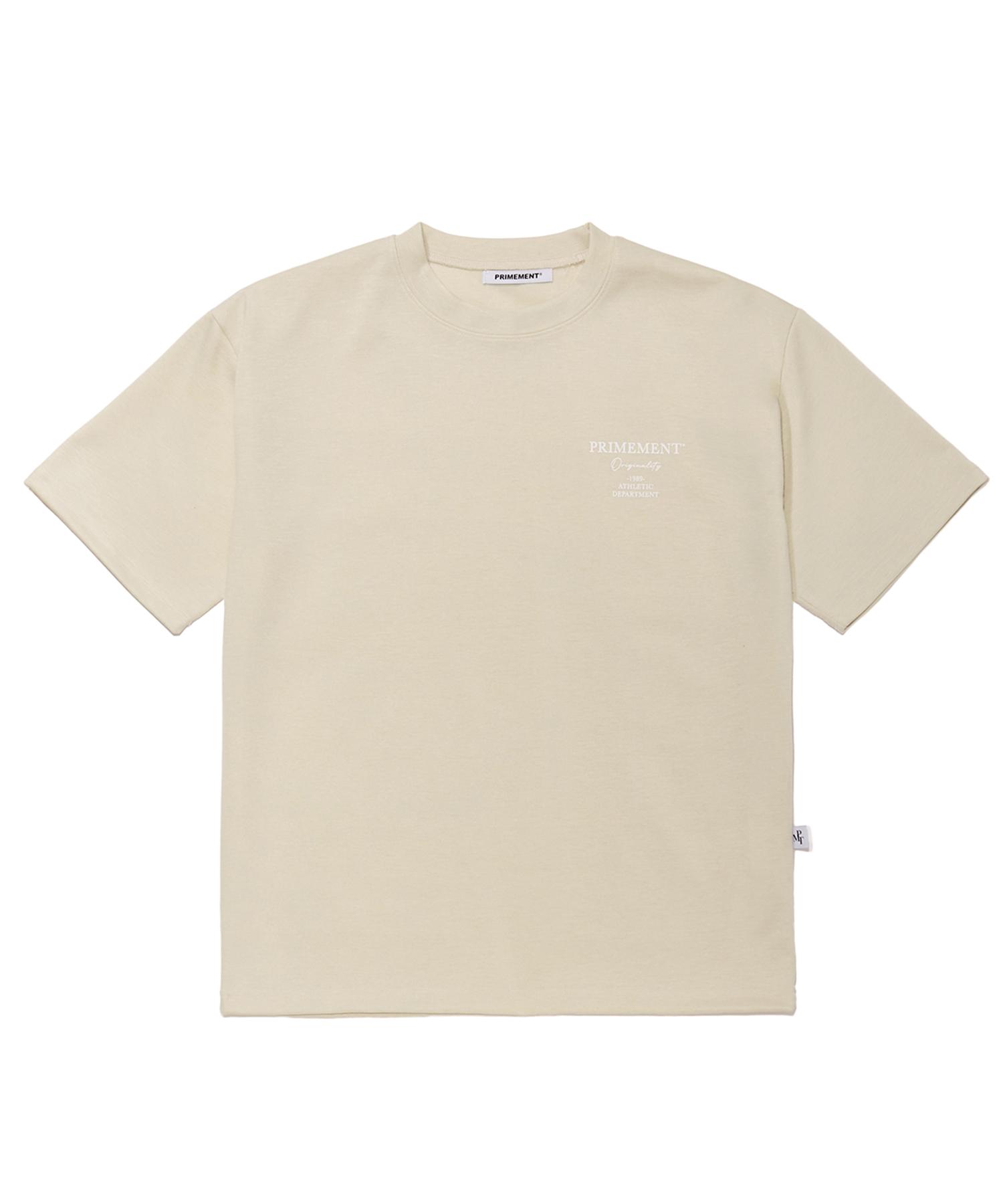 Primoment Box Logo Oversized Short Sleeve T-Shirt Beige Free