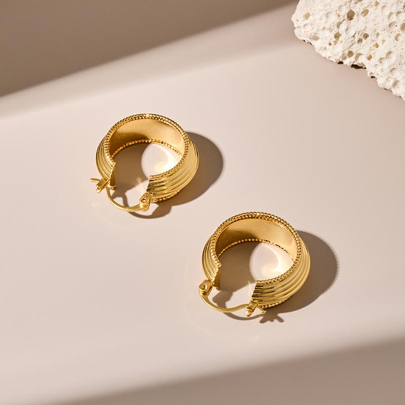 

Французские минималистичные ретро серьги из позолоченной латуни с полосками и кружевными бусинами