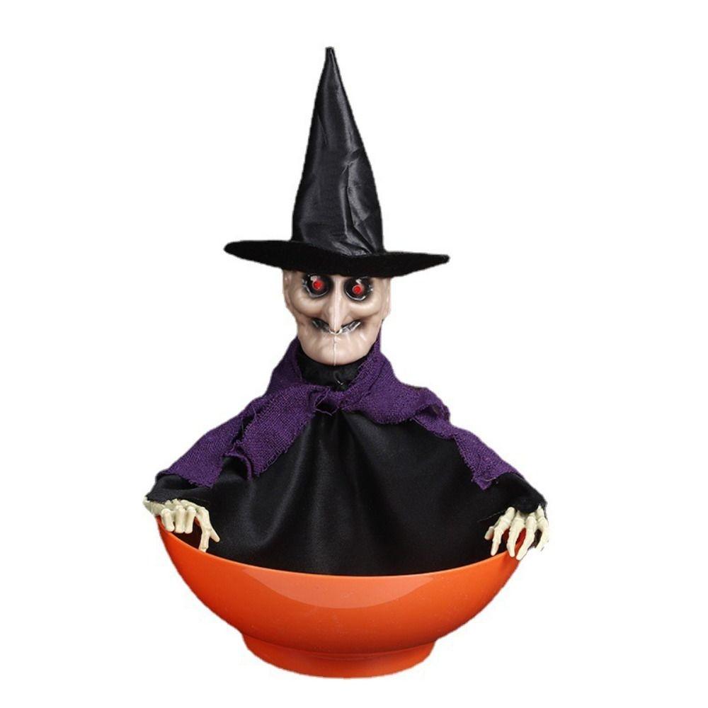 Glowing Halloween Candy Bowl Battery Powered Halloween Ghost Ornament Party Props Fruit Bowl  Gift