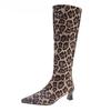 2025 New Winter Women Stretch Modern Boots Leopard Print Shoes Ladies Sexy High Heel Long Booties