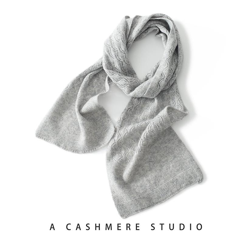 Women's Pure Cashmere Openwork Shawl - Autumn/Winter Korean Style Neck Protection Scarf