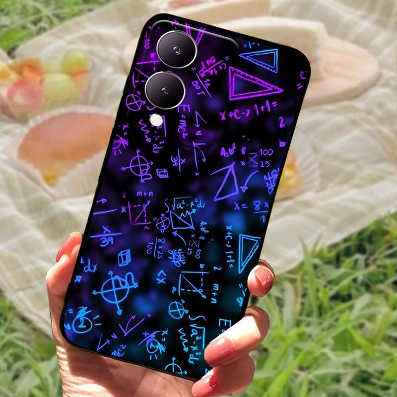 Für Vivo Y17s Hülle Mode Cartoon Schwarz Silikon Weiche Rückseite Hülle Für Vivo Y17s Handyhülle Cover 6,56" Y 17 s Funda Coque