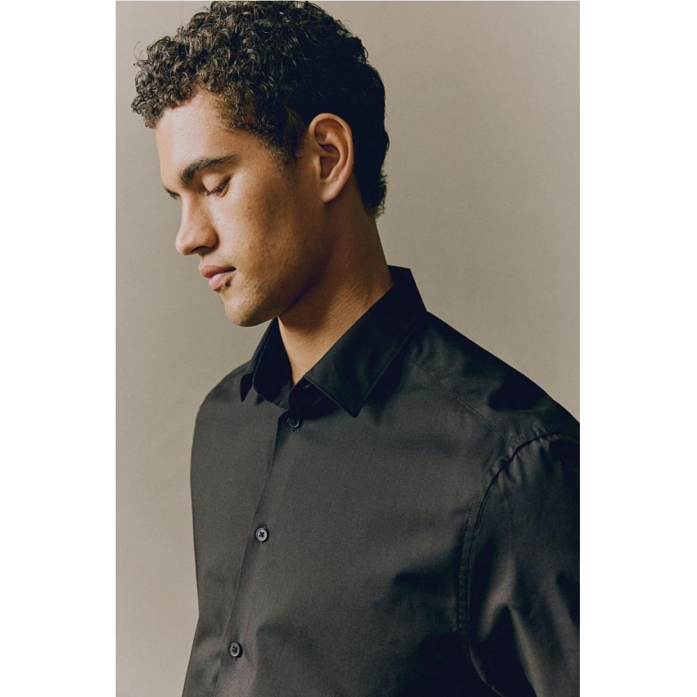 H M Easy Care Regular Fit sHirt Black