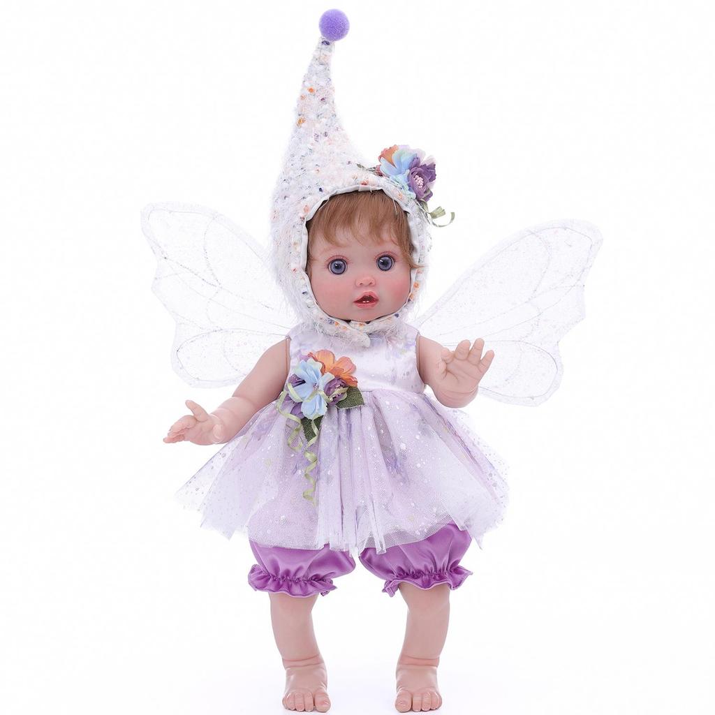 Realistic Full Silicone Vinyl Baby Dolls Reborn 18 Inch Cosplay Fairy Angel Cute Babies Doll with Wing Fashion Christmas Gifts Toy Decoration