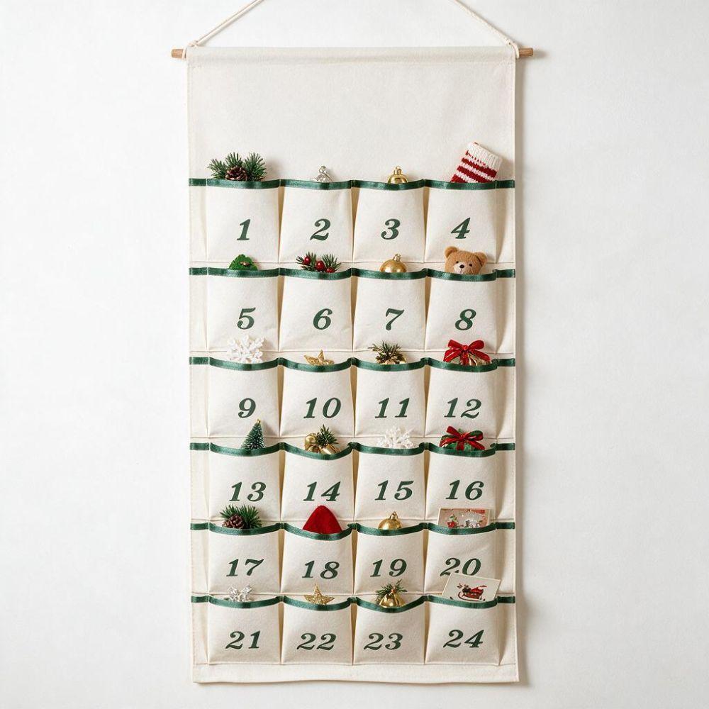 With 24 Pockets Christmas Wall Hanging Storage Pouch Numbered Countdown Storage Bag Dormitory