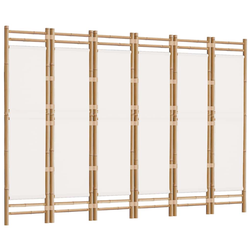 Vidaxl Składany Parawan 6-Panelowy, 240 Cm, Bambus I Płótno