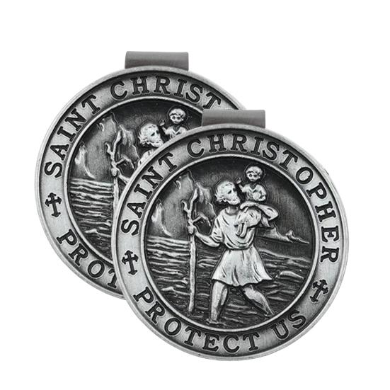 St Christopher Visor Clip for Car Metal Saint Christopher Amulet Safety Talisman Automotive Accessories