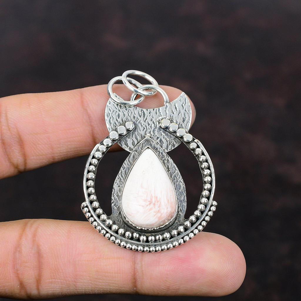 Scolecite Hänge Handgjorda Vackra Smycken 925 Sterlingsilver Hänge En A Kvalitet Ädelsten Smycken Gåva För Kvinnor Senaste Design Smycken