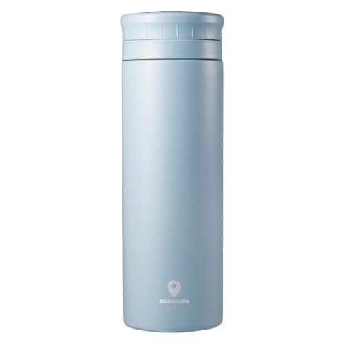 Kakusei Coco Cafe CC-50A Mug Water Bottle, Smoke Blue, 500ml, Double-Layer Vacuum Wall, Insulates Hot & Cold Drinks, Easy-Open Ribbed Cap, Includes Ic