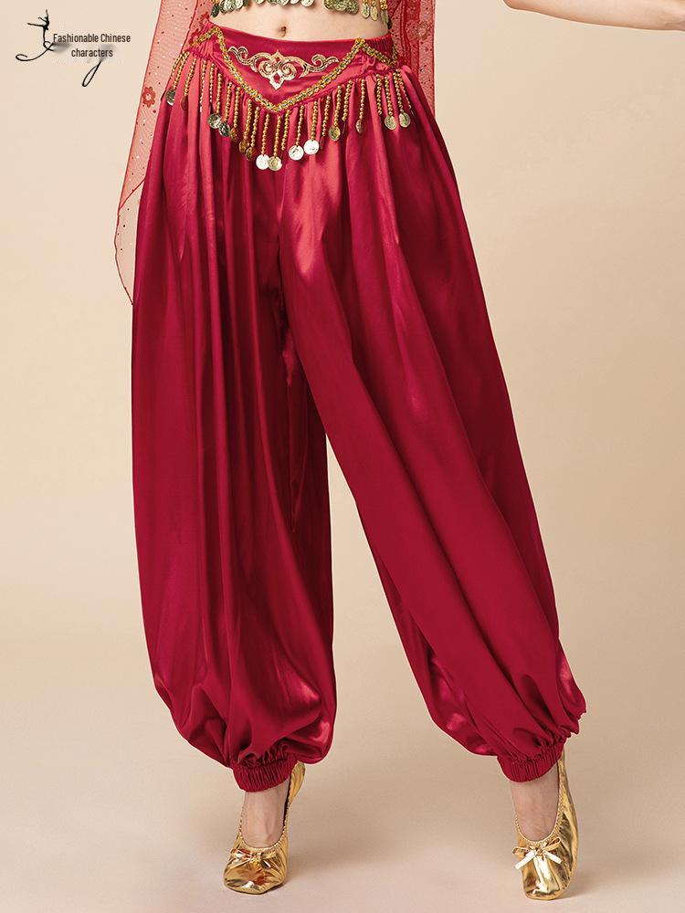 Fashion Huayu Indian Dance Costume: Adult Belly Dance Outfit with Xinjiang Dance Lantern Wide-Leg Pants