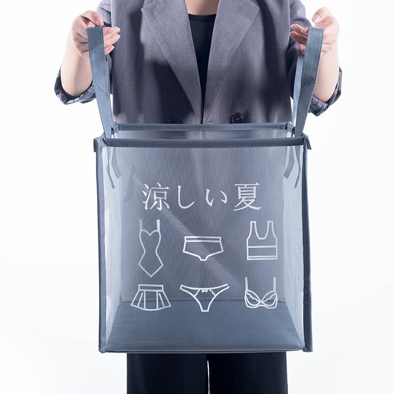 Coș de Rufe cu Mânere Coș de Depozitare Portabil Pliabil din Plasă pentru Spălare Depozitare Baie Organizator Sac pentru Haine Murdare