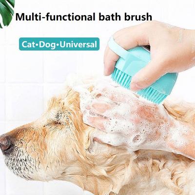 New Pet Bath Brush To Bathe Dog Short Hair Brush Dog Cat Massage Comb Grooming Bathing Short Hair Soft Silicone Rubber GSZ02